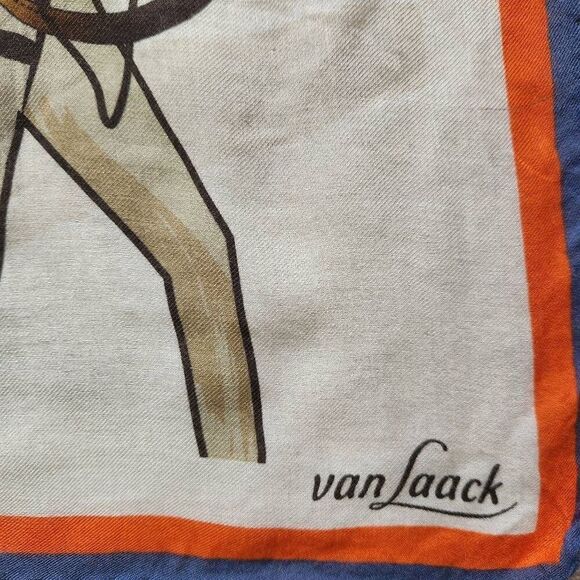 Van Laack Vintage Scarf Cashmere Silk After the Race Horse Equestrian Kentucky D - Picture 2 of 4